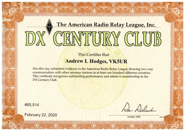 DXCC Mixed certificate (VK5UR)