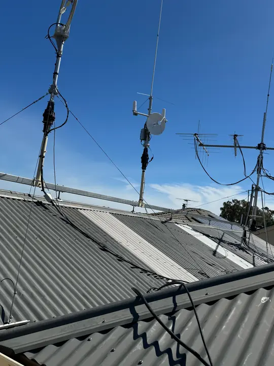 Masts along the roofline